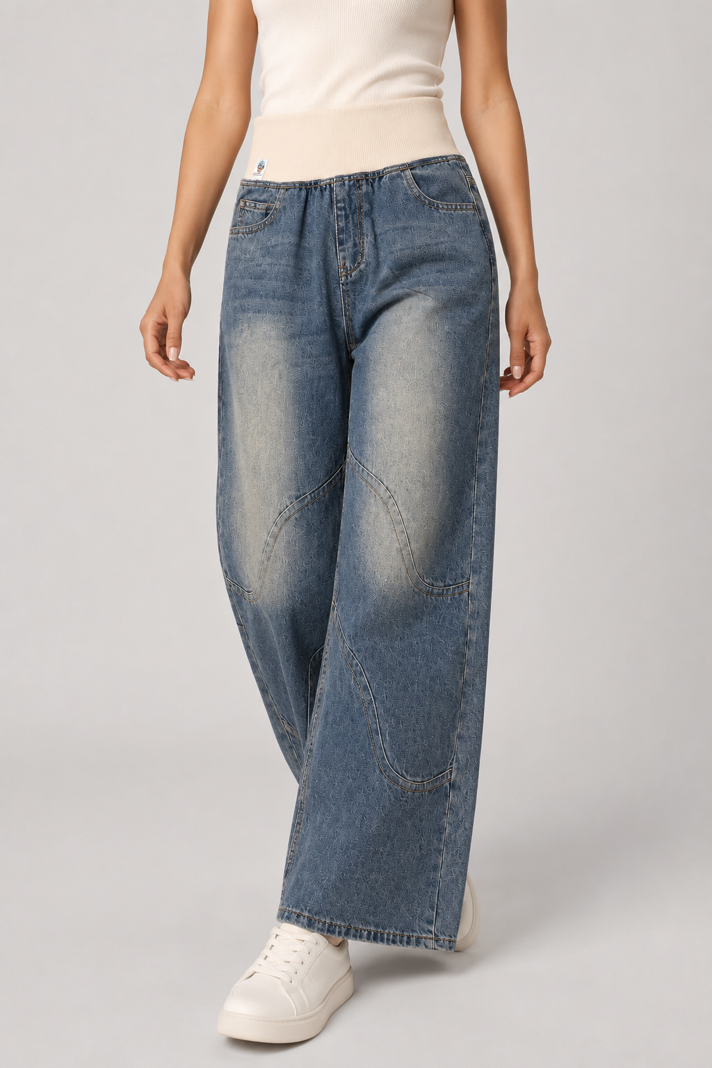 Women's light blue loose wide leg jeans, ideal for relaxed fashion or a chic casual everyday look.