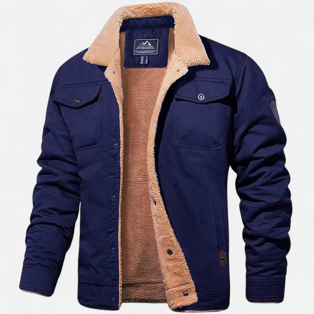 Men's classic aviator bomber jacket with a warm sherpa collar. Essential winter coat, stylish & comfortable.