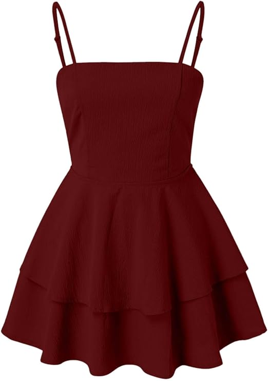 Beautiful white ruffle mini dress with spaghetti straps, a versatile choice for women's summer fashion.