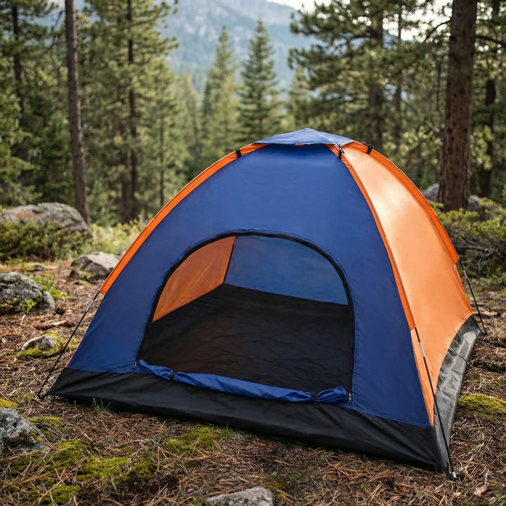 Lightweight 3-4 person dome camping tent, perfect for outdoor adventures, hiking, and family camping trips.