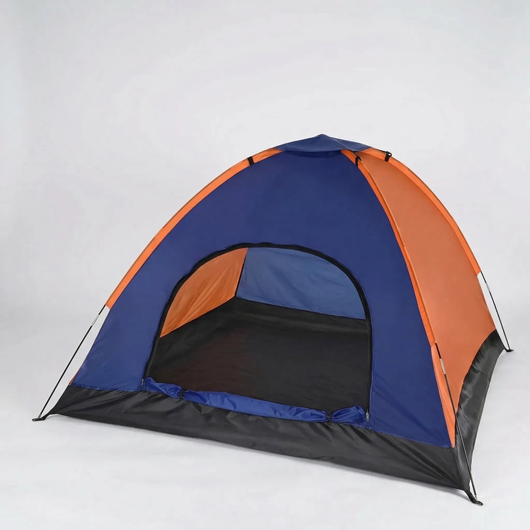Portable 3-4 person backpacking tent setup in a scenic outdoor setting, ideal for hikers & campers.