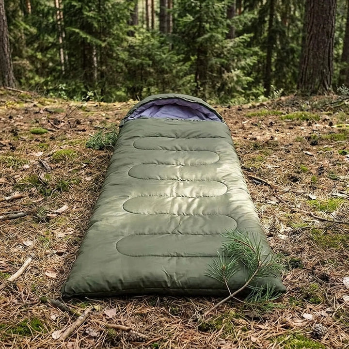 Lightweight 3-season camping sleeping bag for hiking & outdoor adventures. Compact and comfortable outdoor gear.