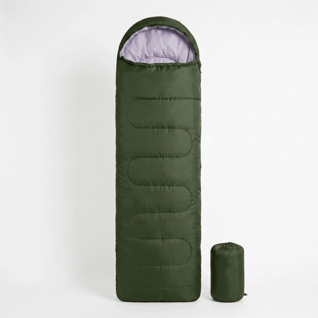 Comfortable 3-season sleeping bag for camping & hiking. Lightweight outdoor gear ensuring warmth for spring to fall.