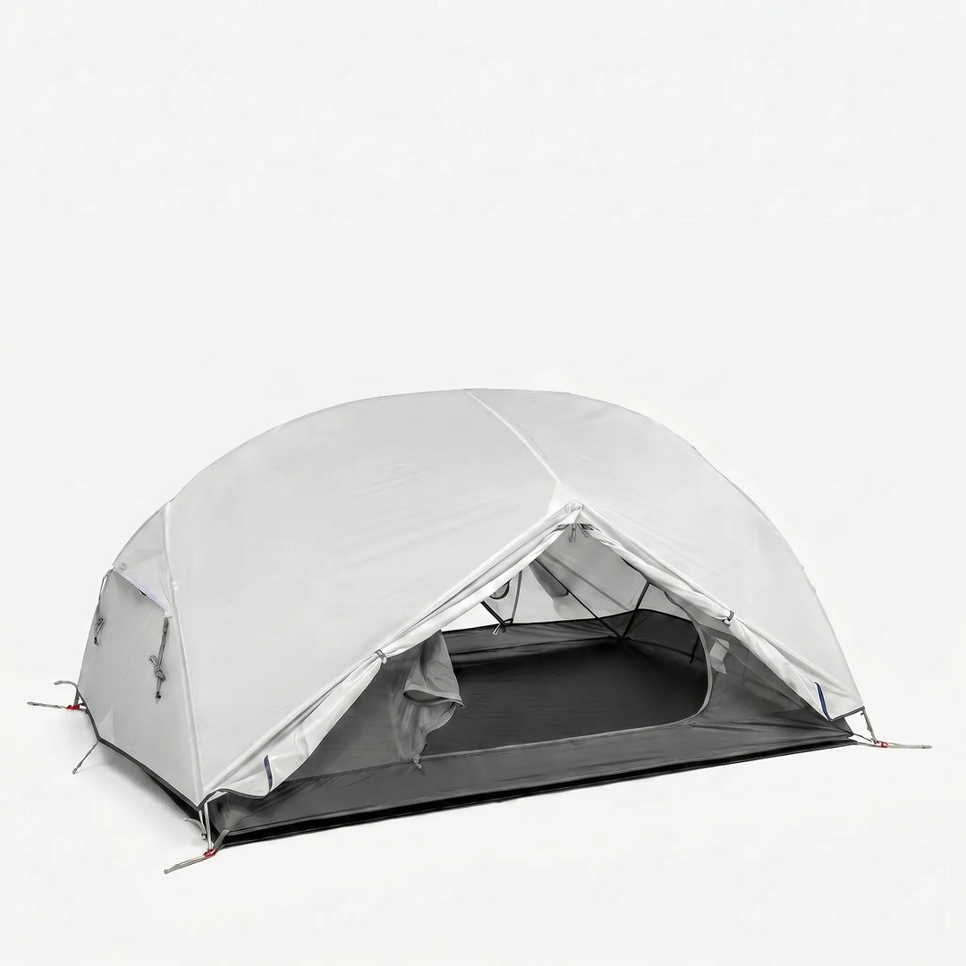 Packaged lightweight 3-season hiking tent, ready for your next backpacking trip.