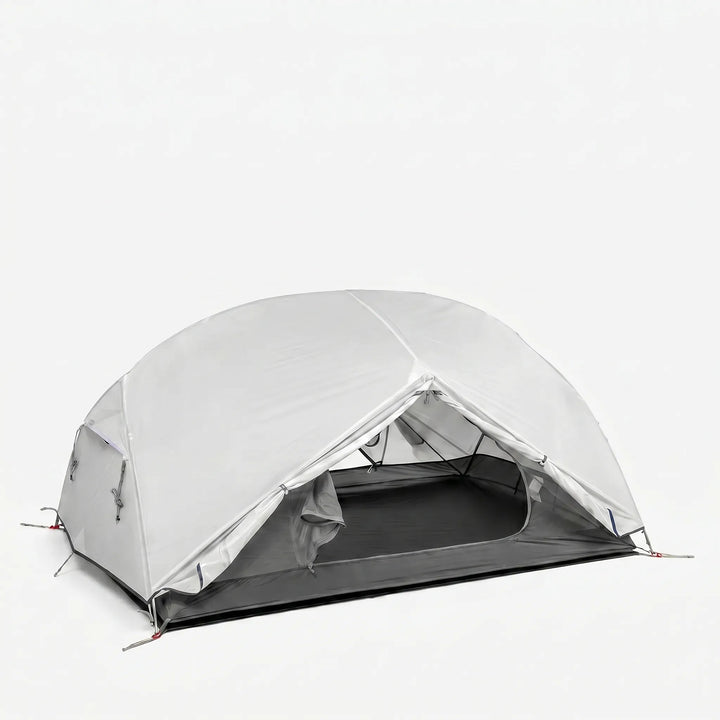 Packaged lightweight 3-season hiking tent, ready for your next backpacking trip.