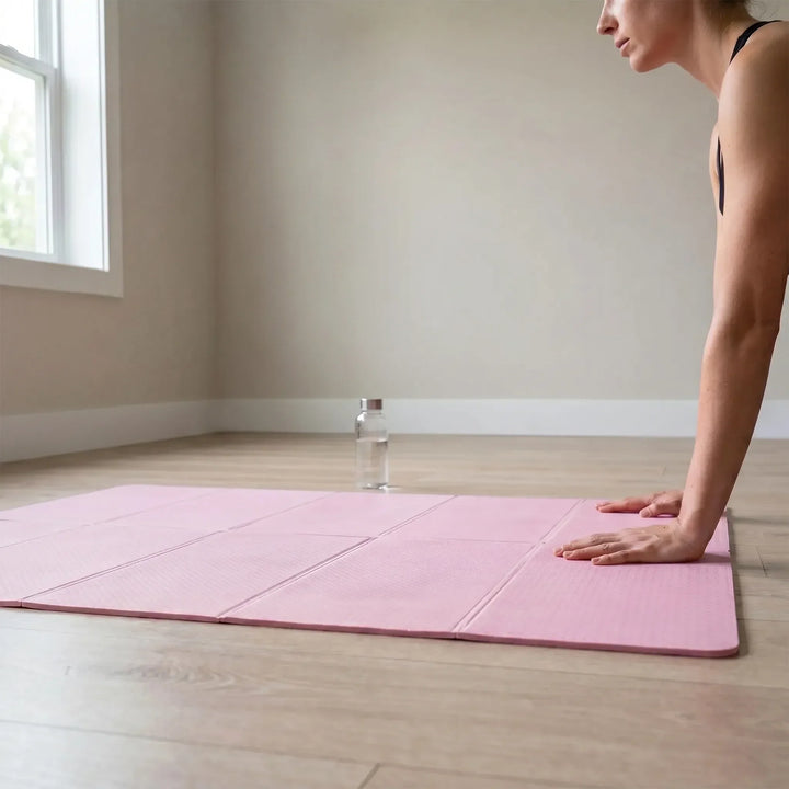 Lightweight exercise mat for yoga, pilates, and fitness workouts. Portable & durable EVA foam.