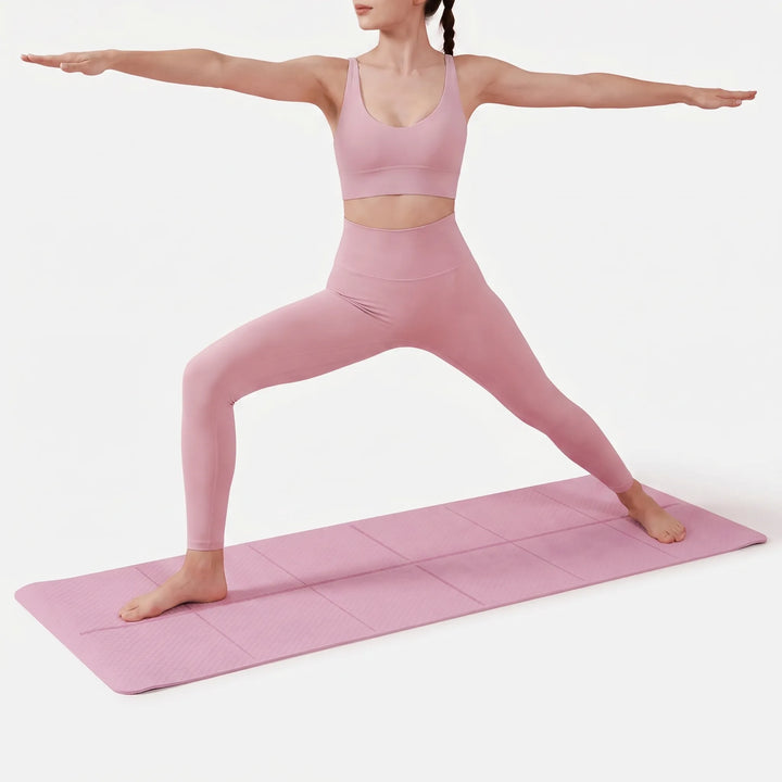 Cushioned yoga & pilates mat, non-slip, perfect for floor exercises & stretching. Lightweight design.