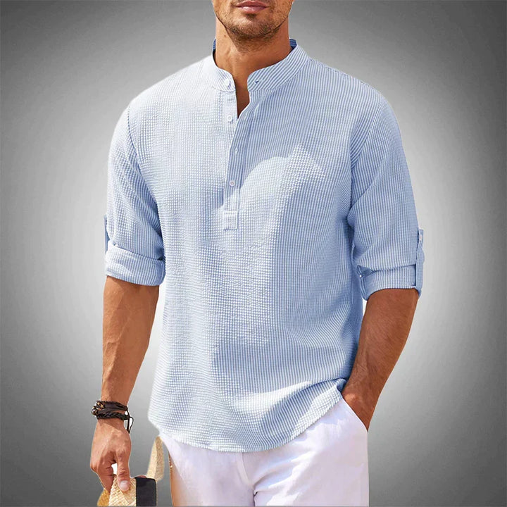 Luca men's short sleeve summer shirt, lightweight & breathable, offering cool comfort for casual & warm weather.