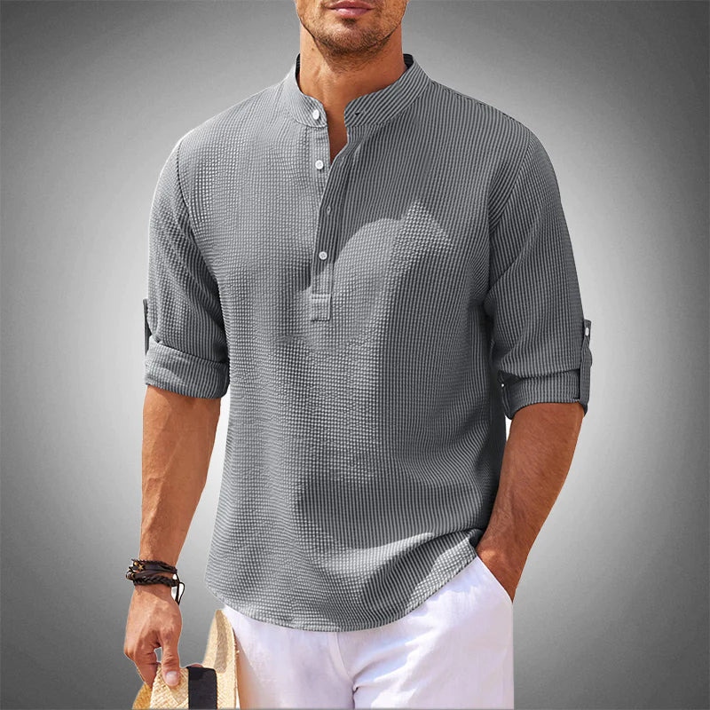 Versatile men's casual short sleeve shirt, ideal summer top for everyday style, beach trips & vacation wear.