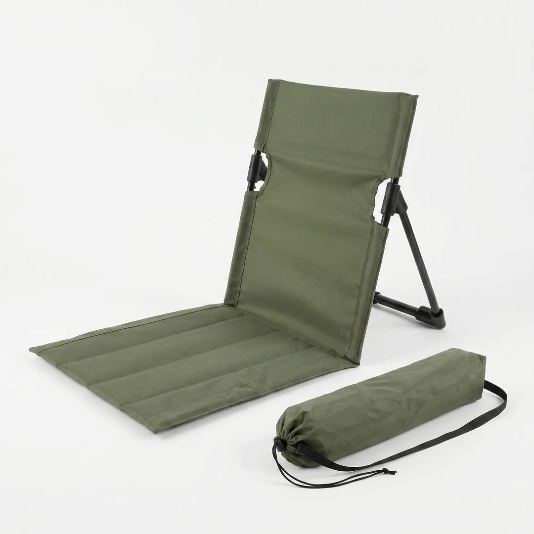 Durable portable ground chair with backrest, excellent for stadium events, concerts, and long outdoor gatherings.
