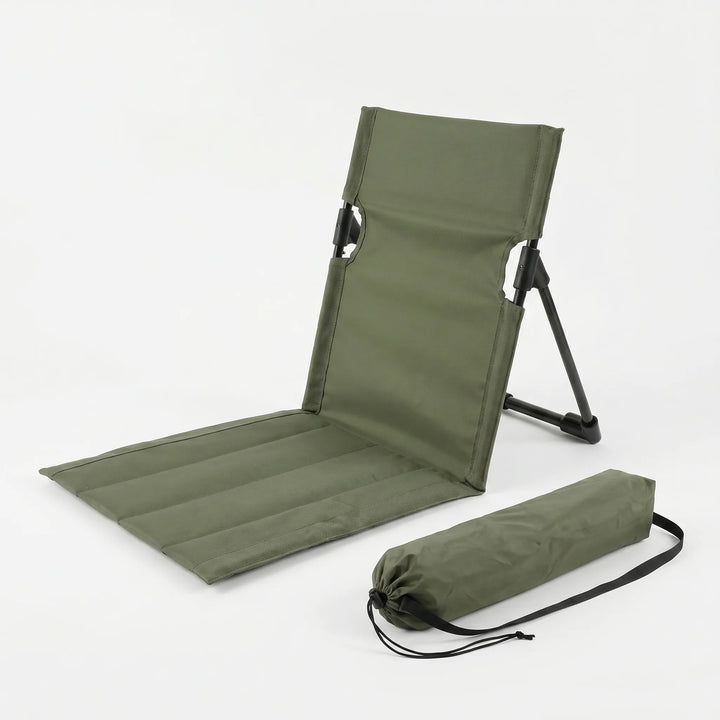 Durable portable ground chair with backrest, excellent for stadium events, concerts, and long outdoor gatherings.