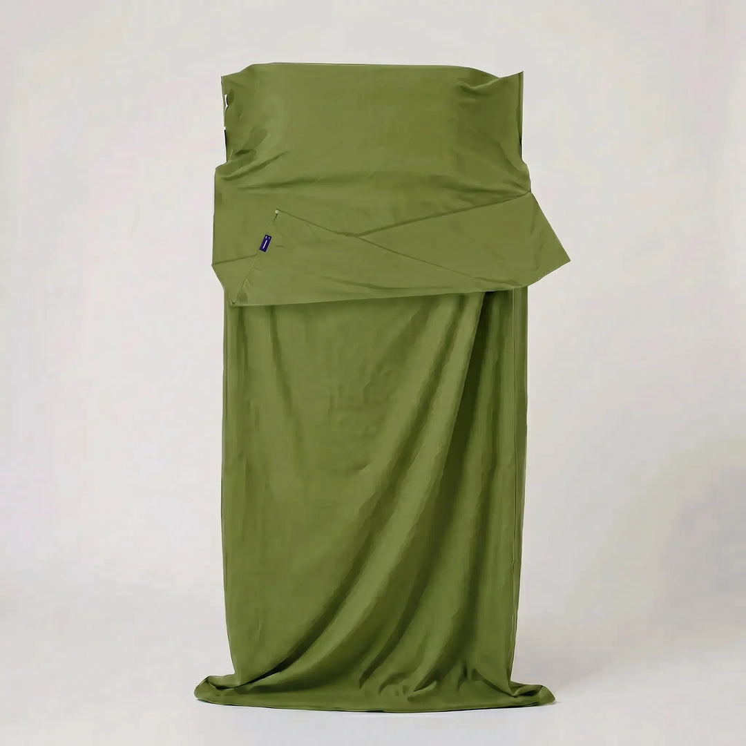 Versatile travel sleeping bag liner, unisex, perfect for camping, backpacking, hostels, and general outdoor adventure hygiene.