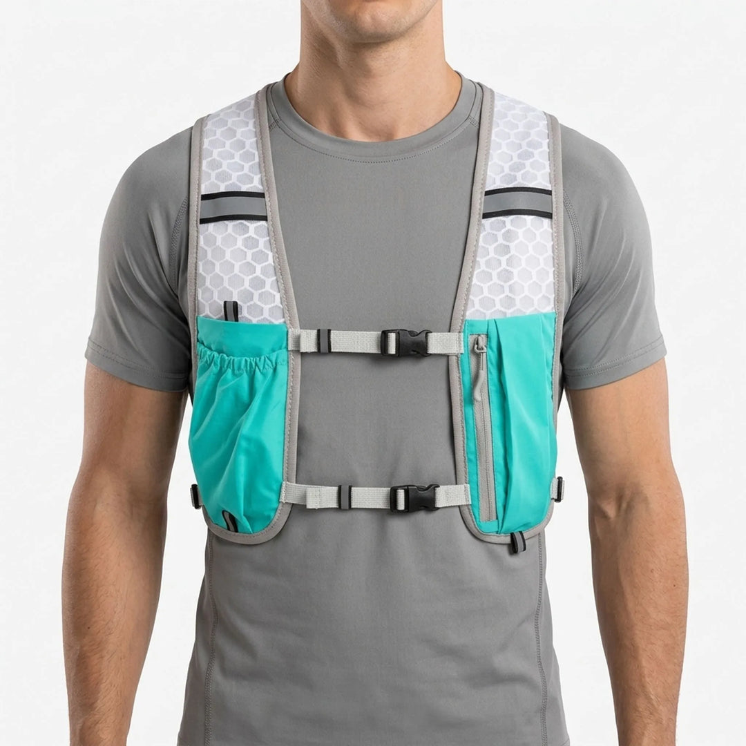 Ergonomic lightweight hydration pack for hiking & running. Adjustable fit sports vest.
