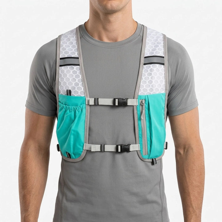 Ergonomic lightweight hydration pack for hiking & running. Adjustable fit sports vest.