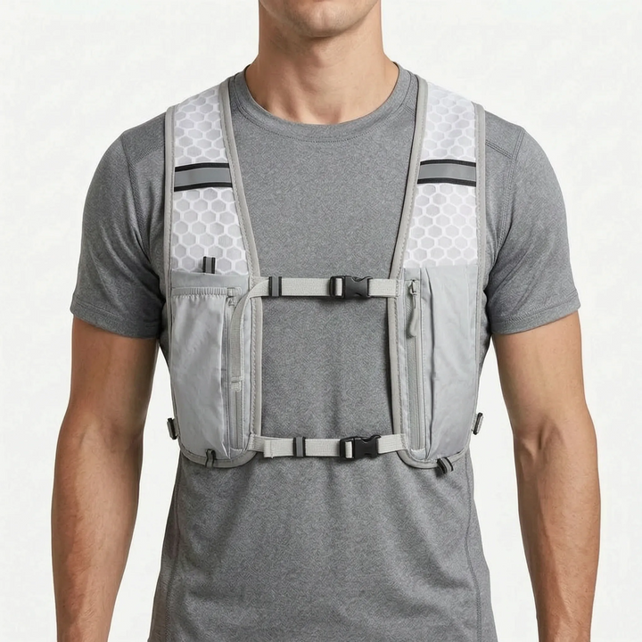 Versatile outdoor gear: lightweight hiking hydration vest & running pack with pockets.