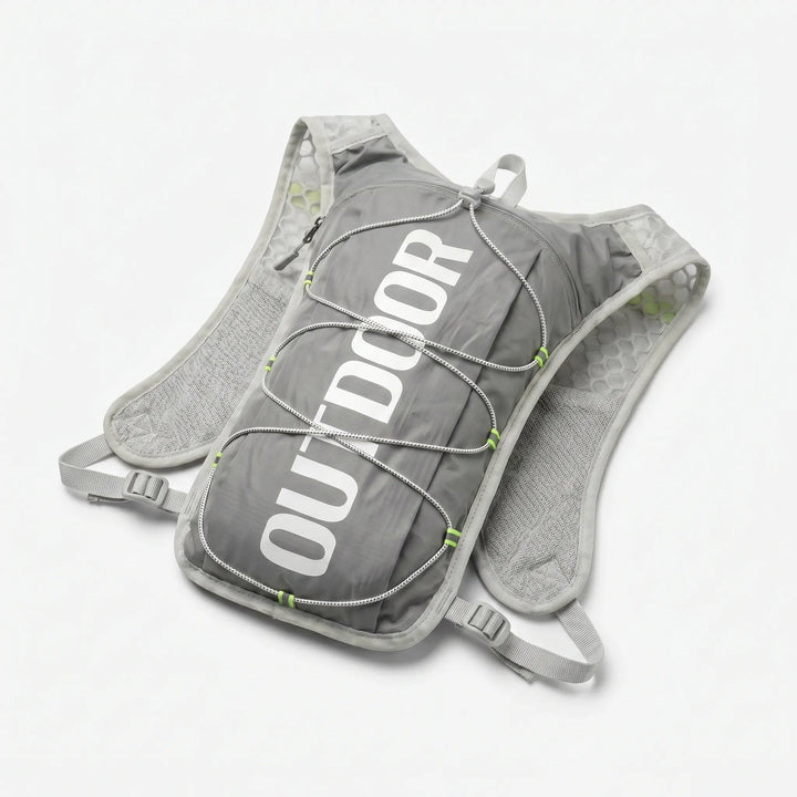Multi-pocket hydration vest, ideal for running, hiking & trail races. Lightweight outdoor gear.