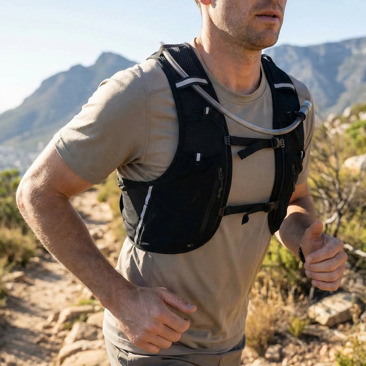 Lightweight unisex running hydration vest pack for trail running & hiking. Perfect for endurance sports with water bladder.