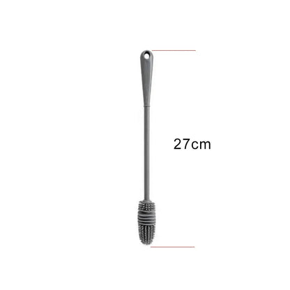Robust gray silicone long handle brush, an indispensable tool for spotless baby bottles and glassware 125 characters