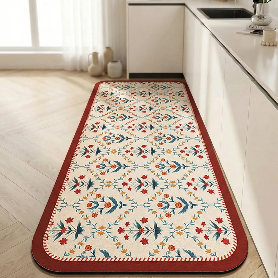 Non-slip tile pattern long kitchen runner rug for safety and style in your home.