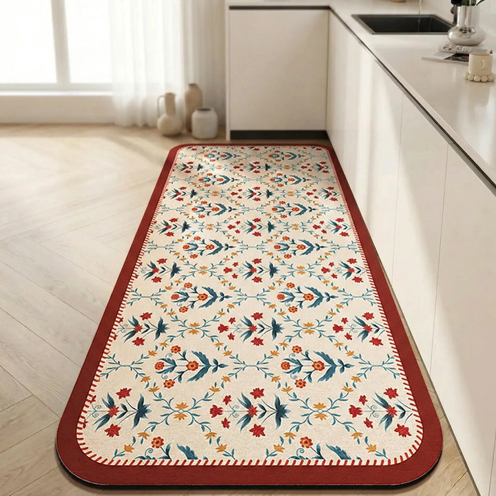 Non-slip tile pattern long kitchen runner rug for safety and style in your home.