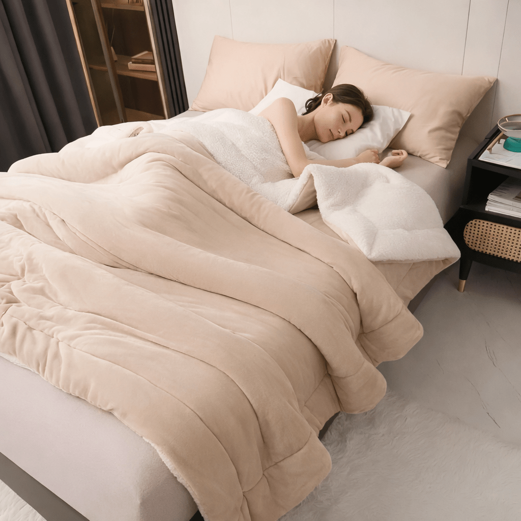 Luxurious fleece blanket, soft and warm, perfect for ultimate home comfort & bedroom decor.
