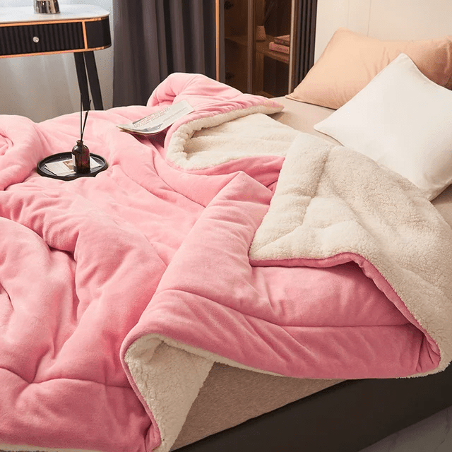 Versatile unisex fleece blanket, soft & cozy, ideal for bedroom or living room, offering ultimate warmth and comfort.