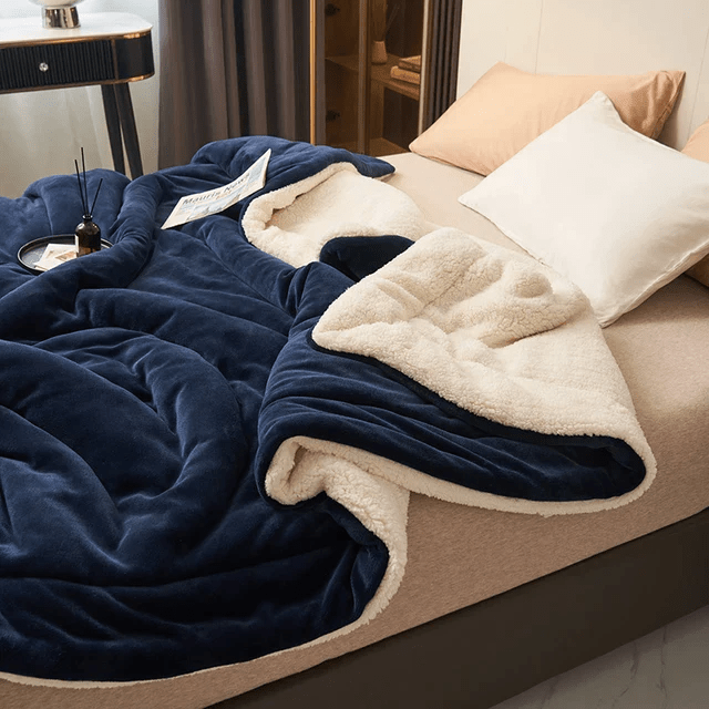 Soft fleece throw for living room, plush and warm, perfect for snuggling on the sofa.
