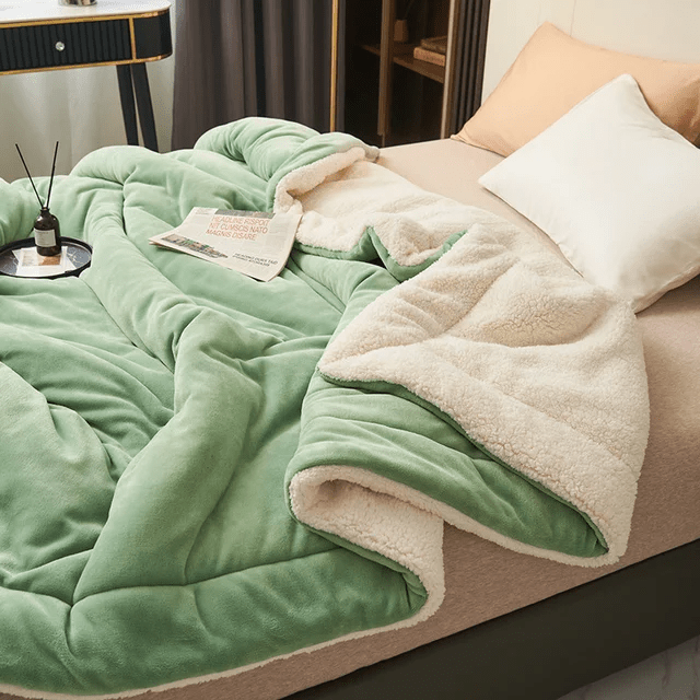 Premium luxurious fleece blanket, ultra-soft and comfortable, a stylish bedroom or living room throw.