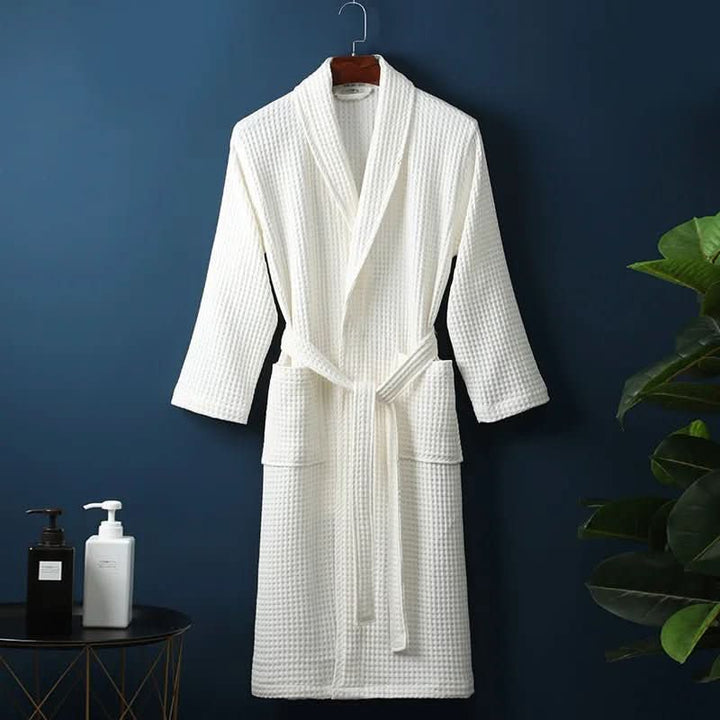 Luxurious Unisex AirWeave Waffle Bathrobe, perfect for ultimate home comfort & spa relaxation.