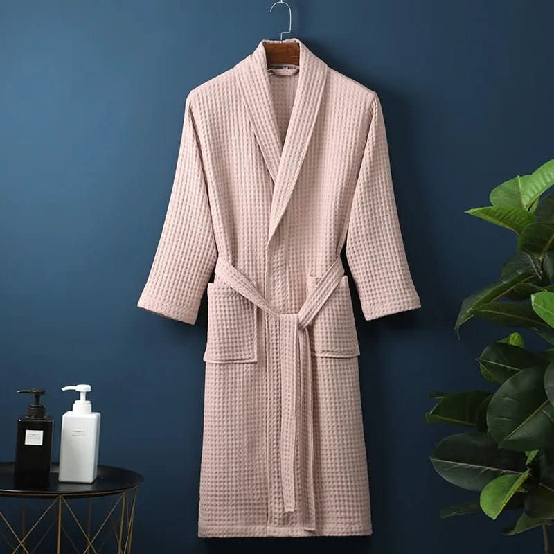 Soft & lightweight AirWeave waffle texture bathrobe for men & women, ideal loungewear comfort.