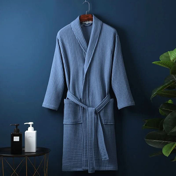 Unisex AirWeave Waffle Bathrobe, designed for breathable comfort and stylish relaxation at home.