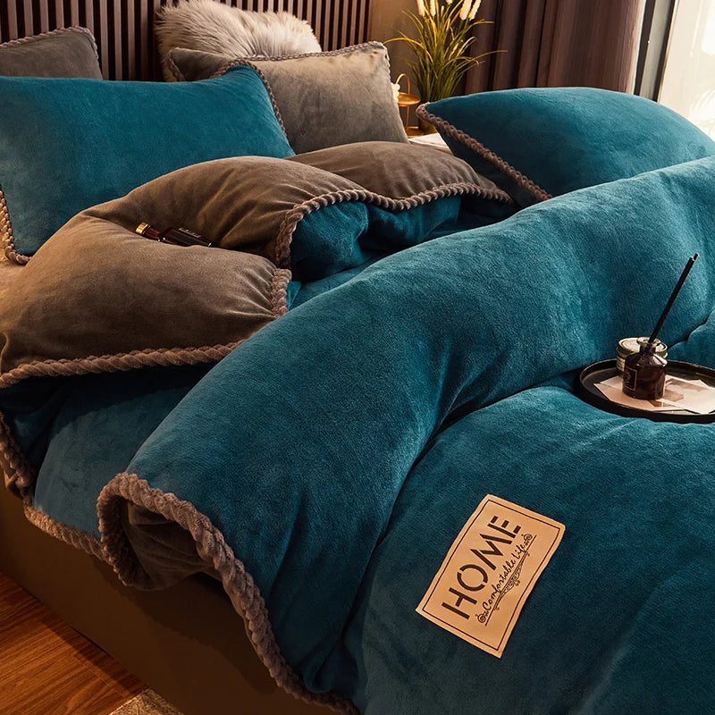 Ultra-soft velvet fleece bedding comforter set for ultimate warmth and comfort.