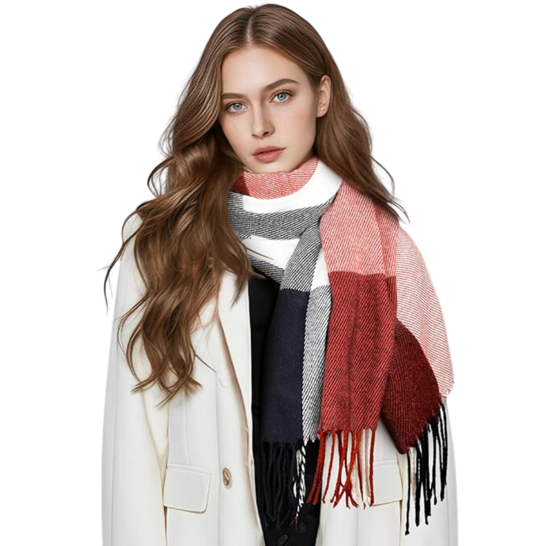 Luxurious women's cashmere scarf, soft & warm winter wrap fashion accessory.