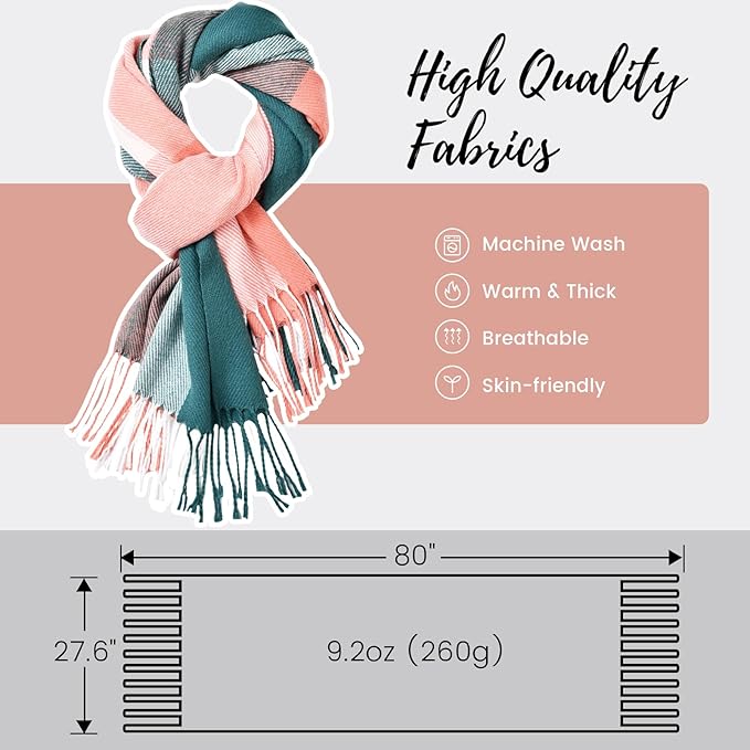 Premium women's checked cashmere scarf, warm and stylish winter wrap.