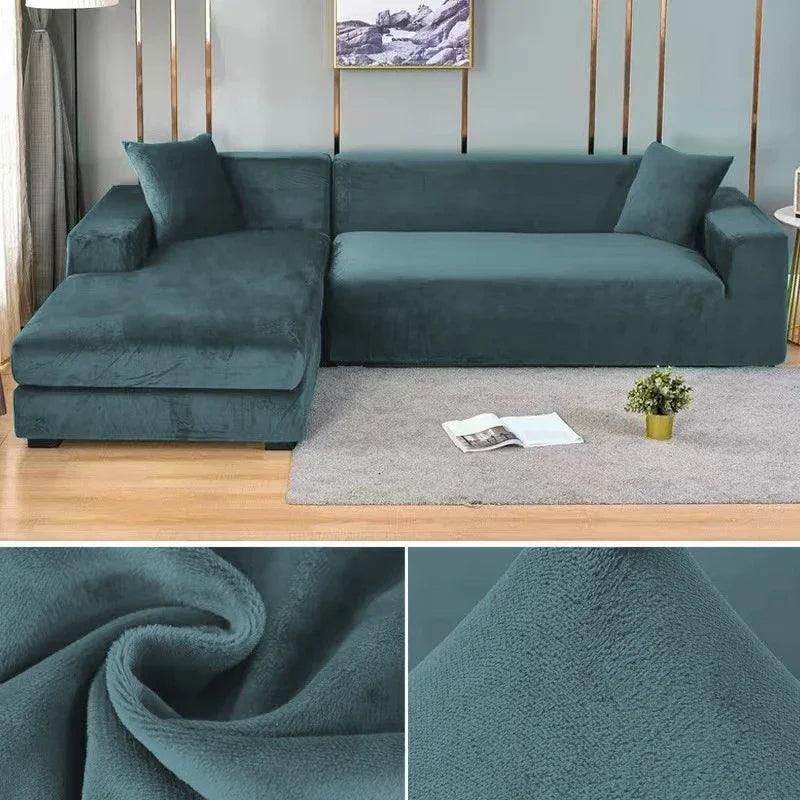 Soft & luxurious stretch velvet sofa cover, ideal for living room style and protection.
