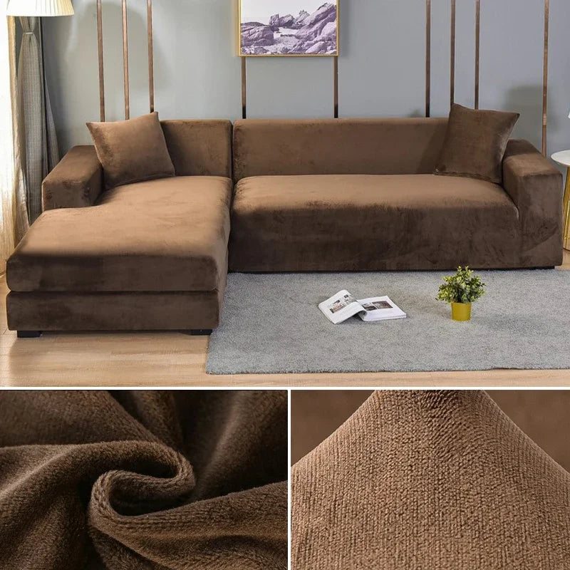 High-quality stretch velvet sofa cover, elegant living room upgrade, durable and soft.