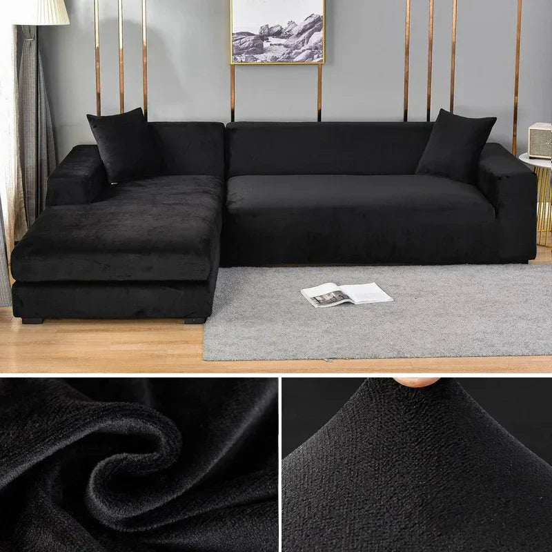 Modern luxury stretch velvet sofa cover, enhances comfort & style in any living room.