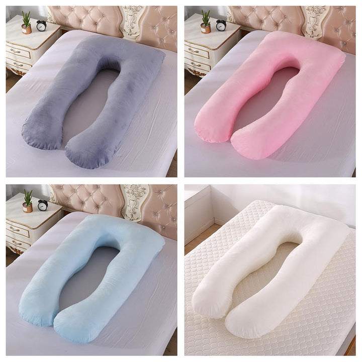 Soft velvet U-shaped body pillow, ideal for pregnant sleep & pain relief