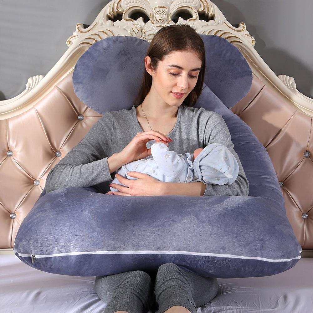 Velvet maternity pillow providing complete body comfort & back support