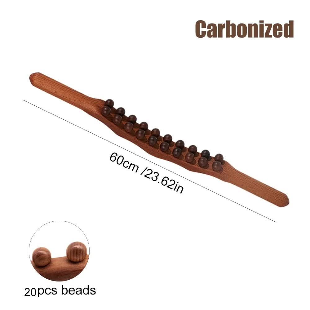 Compact wooden Gua Sha massage stick, perfect for on-the-go muscle relief, wellness, and self-care.