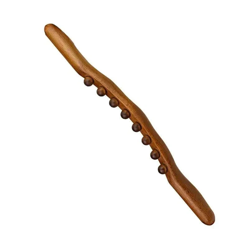 Modern wooden Gua Sha tool, combining traditional therapy with natural wood for body massage & relaxation.