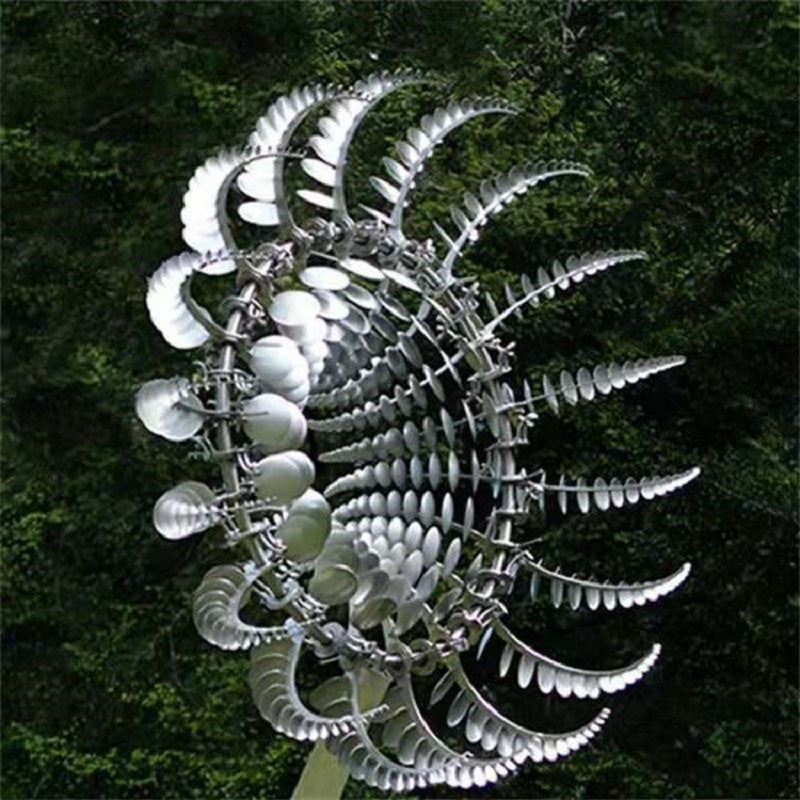 Magical anti-rust kinetic metal wind spinner for garden decor, creating stunning visual motion in the yard.