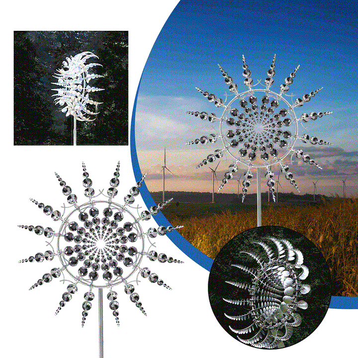 Mesmerizing kinetic metal wind spinner, an anti-rust garden decor piece adding dynamic art to any outdoor space.