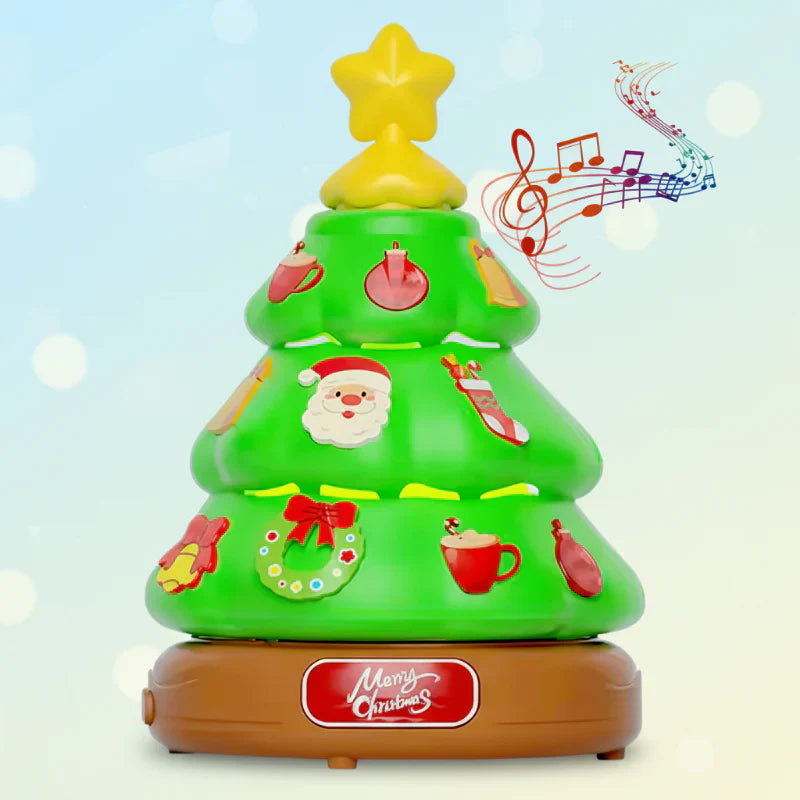 Blowing bubble Christmas tree with musical feature, an enchanting decoration for children's holiday fun.