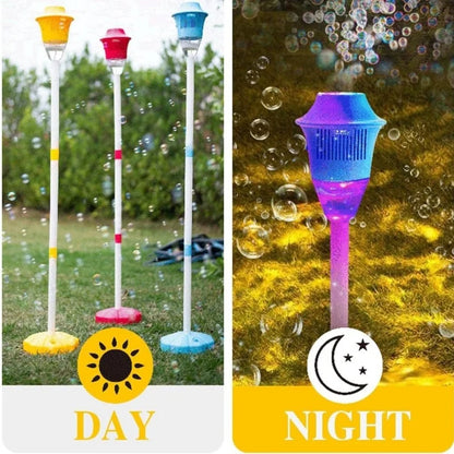 Bubble machine with LED lights and music, an enchanting party favor for outdoor events