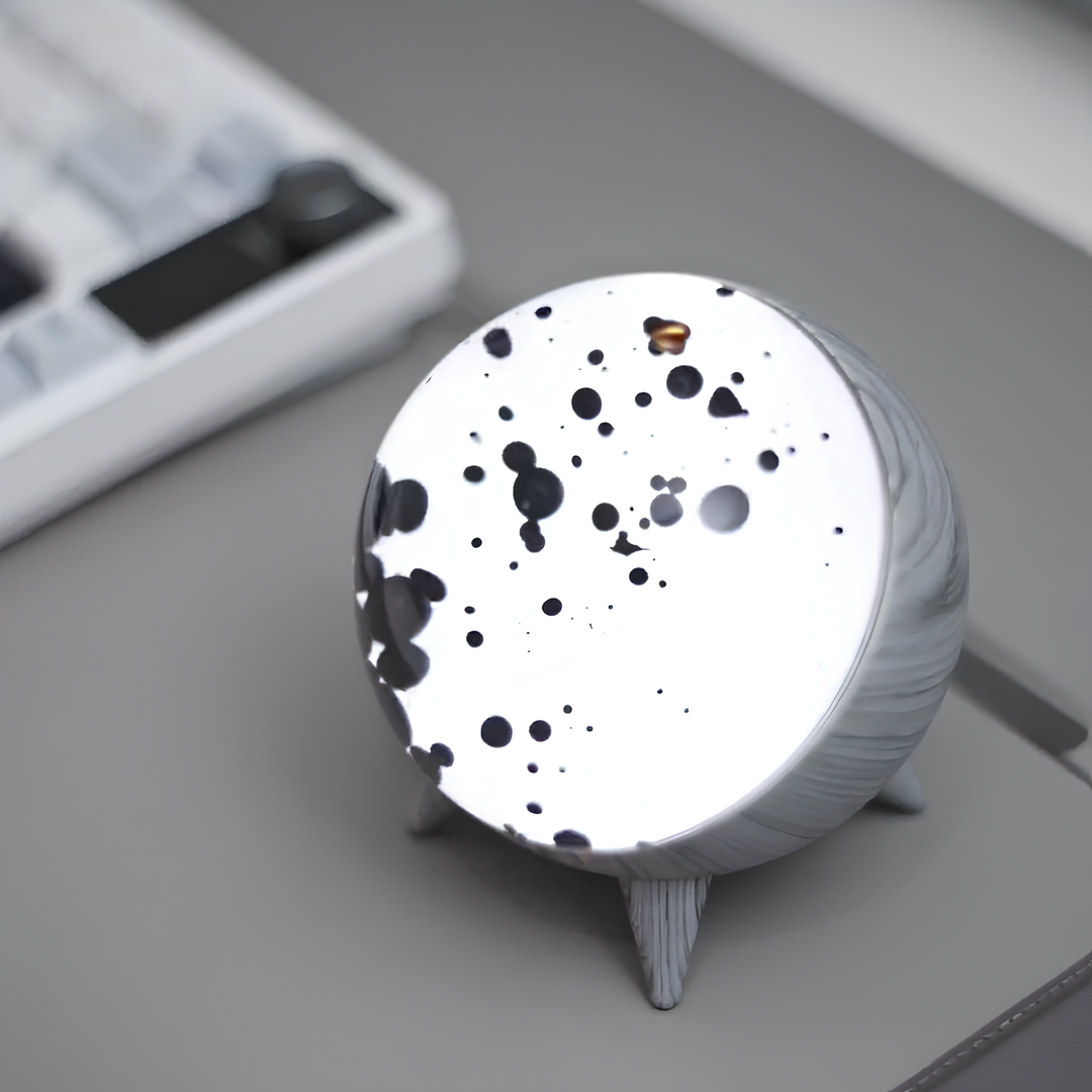 MagnePulse ferrofluid display, a mesmerizing music visualizer with magnetic liquid, ambient tech decor.