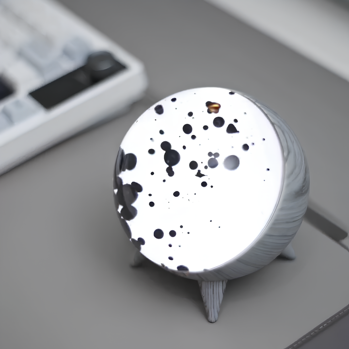 MagnePulse ferrofluid display, a mesmerizing music visualizer with magnetic liquid, ambient tech decor.