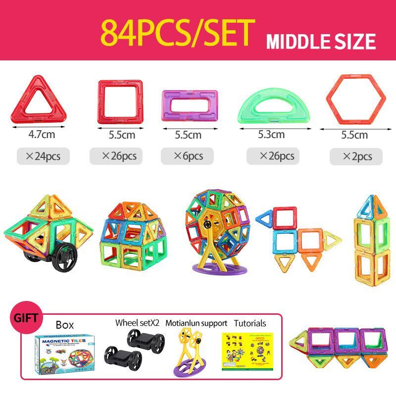 Colorful magnetic tiles arranged to form a house, showcasing the versatility of magnet building toys