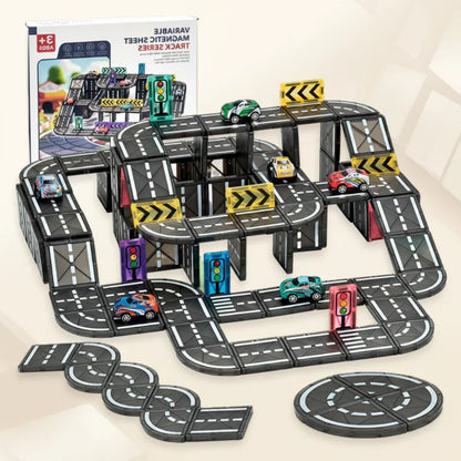 Magnetic building tiles car set, colorful STEM toy for creative play & construction