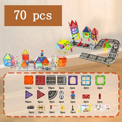 Fun magnetic construction toy including car, suitable for curious toddlers & kids